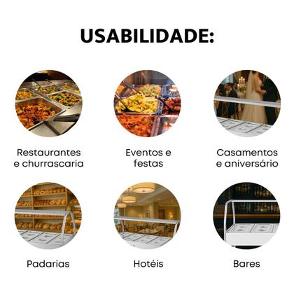 Imagem de Buffet Self Service Quente 8 Cubas Gastronômicas Banho Maria Rechaud Inox Carro Térmico Balcão Mesa Carrinho Restaurante