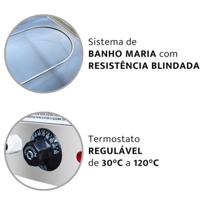 Imagem de Buffet Self Service Quente 8 Cubas Gastronômicas Banho Maria Rechaud Inox Carro Térmico Balcão Mesa Carrinho Restaurante