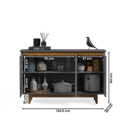 Imagem de Buffet Três Portas Flow Cinza/Freijó  EJ Móveis