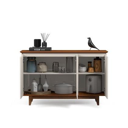 Imagem de Buffet Três Portas Flow Off White/Freijó  EJ Móveis