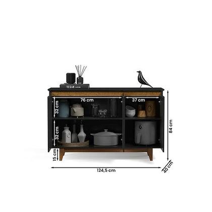 Imagem de Buffet Três Portas Flow Preto/Freijó  EJ Móveis