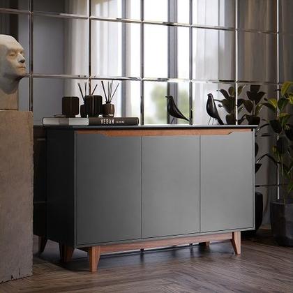 Imagem de Buffet Três Portas Flow Preto/Freijó  EJ Móveis