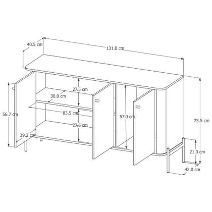 Buffet Tucupí Aparador Sala Off White Dourado JB Bechara 32678
