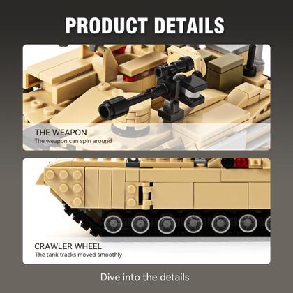 Imagem de Building Block Toy DoVob Army Tank WW2 M1A2 Abrams com 1080 unidades