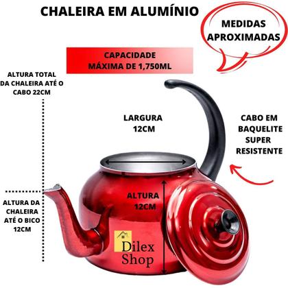 Bule Chaleira Grande Fervedor Alumínio Para Chá Café Leite - DI ALUMINIO Imagem de Bule Chaleira Grande Fervedor Alumínio Para Chá Café Leite