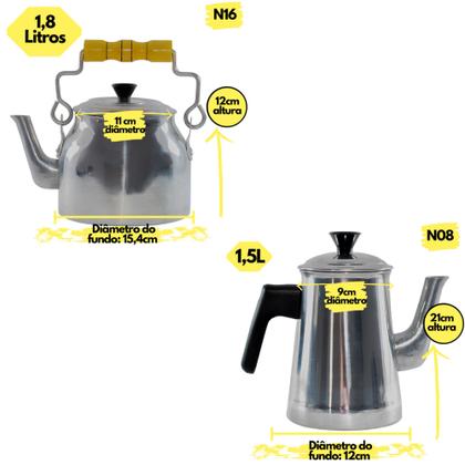 Imagem de Bule + Chaleira Para Café, Chá, Leite, 2 Peças Em Alumínio