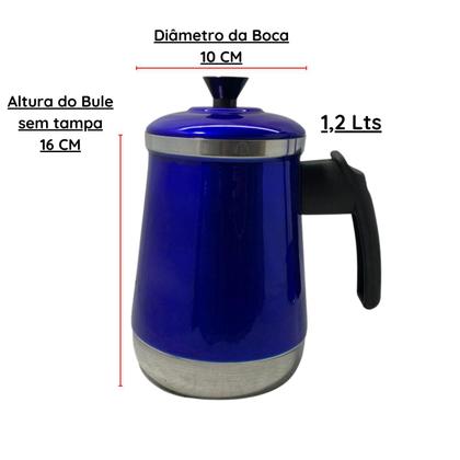 Imagem de Bule Com Mancebo Coador De Café colorido Retro em Alumínio Mariquinha Cafeteira