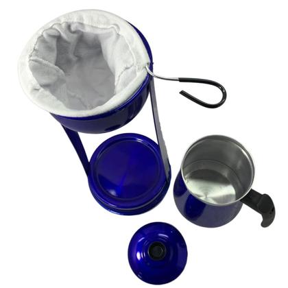 Imagem de Bule Com Mancebo Coador De Café colorido Retro em Alumínio Mariquinha Cafeteira