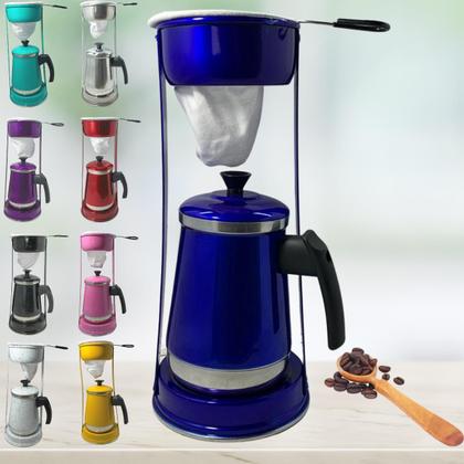 Imagem de Bule Com Mancebo Coador De Café colorido Retro em Alumínio Mariquinha Cafeteira