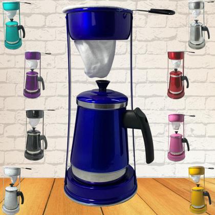 Imagem de Bule Com Mancebo Coador De Café colorido Retro em Alumínio Mariquinha Cafeteira