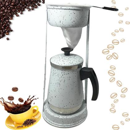 Imagem de Bule Com Mancebo Coador De Café colorido Retro em Alumínio Mariquinha Cafeteira