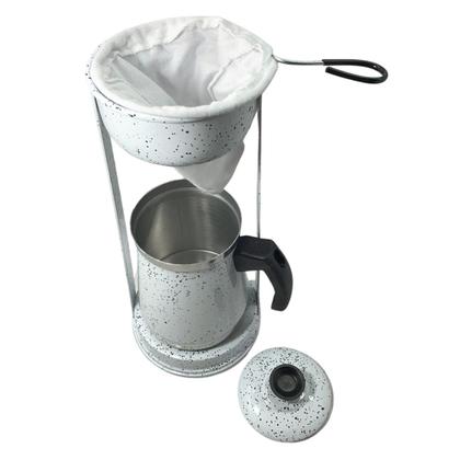 Imagem de Bule Com Mancebo Coador De Café colorido Retro em Alumínio Mariquinha Cafeteira