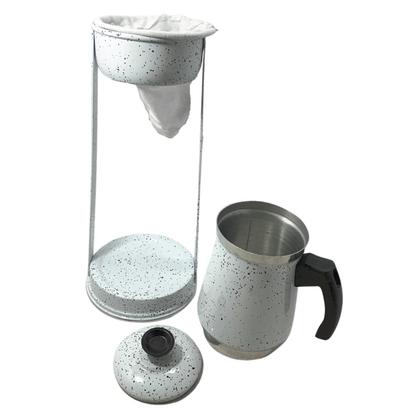 Imagem de Bule Com Mancebo Coador De Café colorido Retro em Alumínio Mariquinha Cafeteira