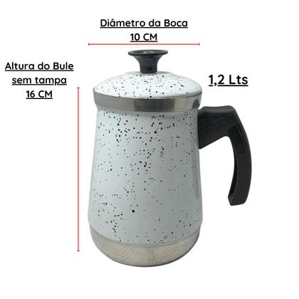 Imagem de Bule Com Mancebo Coador De Café colorido Retro em Alumínio Mariquinha Cafeteira