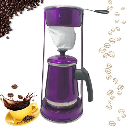 Imagem de Bule Com Mancebo Coador De Café colorido Retro em Alumínio Mariquinha Cafeteira