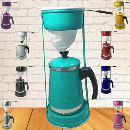 Imagem de Bule Com Mancebo Coador De Café colorido Retro em Alumínio Mariquinha Cafeteira