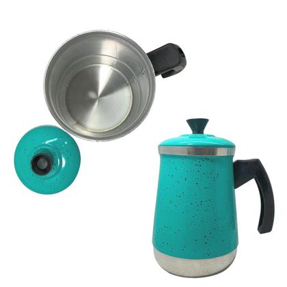 Imagem de Bule Com Mancebo Coador De Café colorido Retro em Alumínio Mariquinha Cafeteira