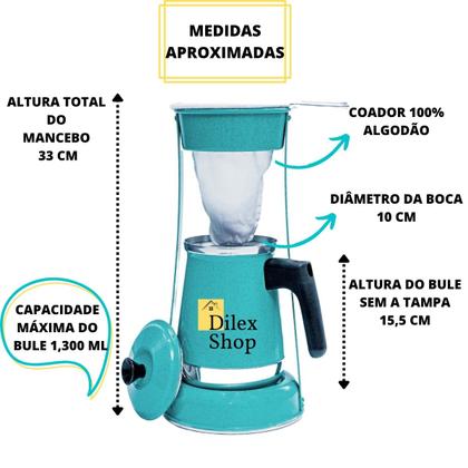 Imagem de Bule Com Mancebo Coador De Café Retro Em Alumínio
