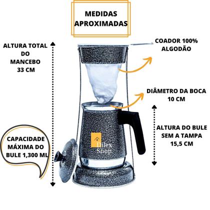 Imagem de Bule Com Mancebo Coador De Café Retro Em Alumínio