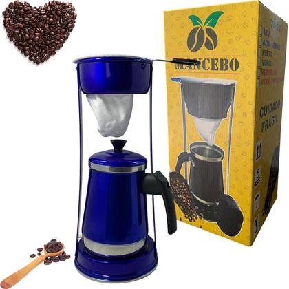 Imagem de Bule Com Mancebo Suporte Coador De Café colorido Retro em Alumínio Mariquinha Cafeteira Com Caixa