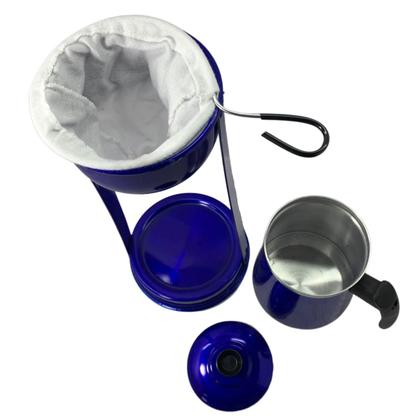 Imagem de Bule Com Mancebo Suporte Coador De Café colorido Retro em Alumínio Mariquinha Cafeteira Com Caixa