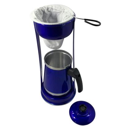 Imagem de Bule Com Mancebo Suporte Coador De Café colorido Retro em Alumínio Mariquinha Cafeteira Com Caixa