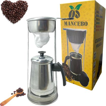 Imagem de Bule Com Mancebo Suporte Coador De Café colorido Retro em Alumínio Mariquinha Cafeteira Com Caixa