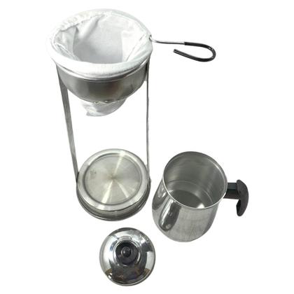 Imagem de Bule Com Mancebo Suporte Coador De Café colorido Retro em Alumínio Mariquinha Cafeteira Com Caixa