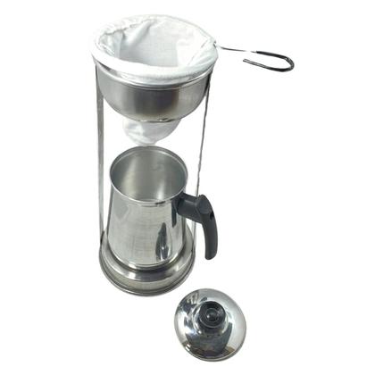 Imagem de Bule Com Mancebo Suporte Coador De Café colorido Retro em Alumínio Mariquinha Cafeteira Com Caixa