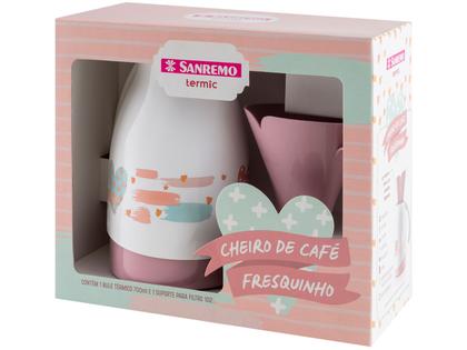 Imagem de Bule de Café Termic Branco e Rosa 700ml