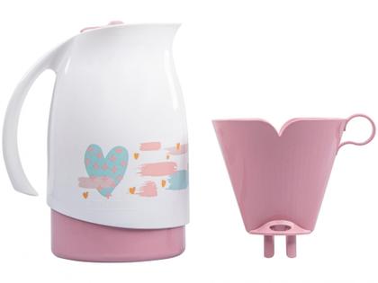 Imagem de Bule de Café Térmic Branco e Rosa 700ml  - Sanremo