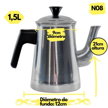 Imagem de Bule Para Café Chá  Leite N 8 - 1,5 Litros Em Alumínio