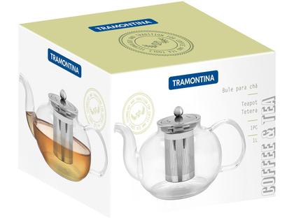 Imagem de Bule para Chá Tramontina em Vidro e Aço Inox com Infusor 1 Litro