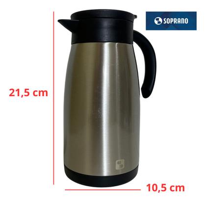Imagem de Bule Térmico Soprano 1 Litro Aço Inox Com Gatilho Prateado