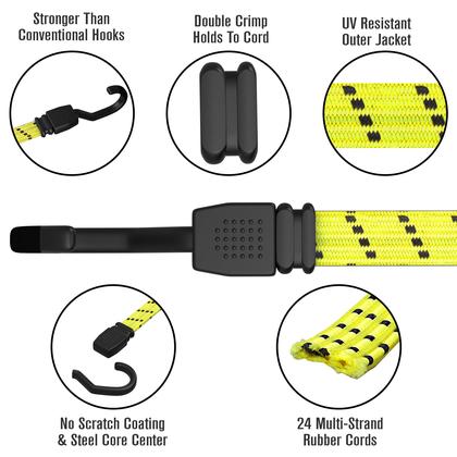 Imagem de Bungee Cords Houseables, 91 cm, tiras elásticas planas, pacote com 4