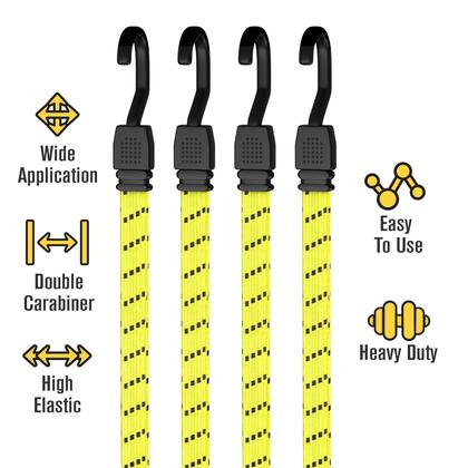 Imagem de Bungee Cords Houseables, 91 cm, tiras elásticas planas, pacote com 4
