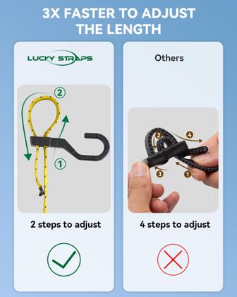 Imagem de Bungee Cords LuckyStraps Flat Ajustáveis, Pacote com 6 Polegadas