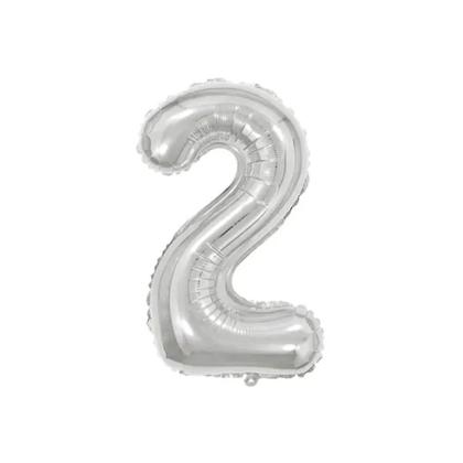 Imagem de Buque 10 Balões a Coração Estrela e 1 Número Metalizado Prata 70cm