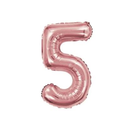 Imagem de Buque 10 Balões  Coração Estrela e 1 Número Metalizado Rose Gold 70cm