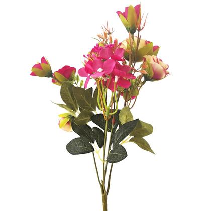 Imagem de Buquê Artificial Misto Rosa e Hortênsia X5 Decorativo