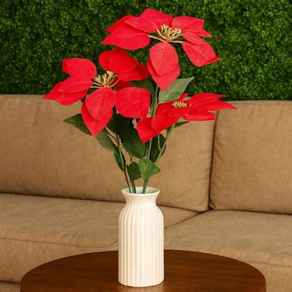 Imagem de Buquê De Flor Artificial Bico Papagaio Natal C/ 5 Flores Vermelho