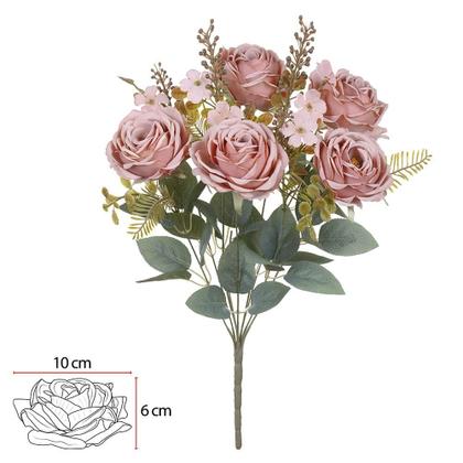 Imagem de BUQUE DE FLORES ROSA CABBAGE X9 SALMON OUTONO 47cm