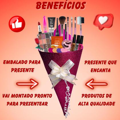 Imagem de Buquê De Maquiagem Para Adolescente E Mulher Completo Top Kit De Make