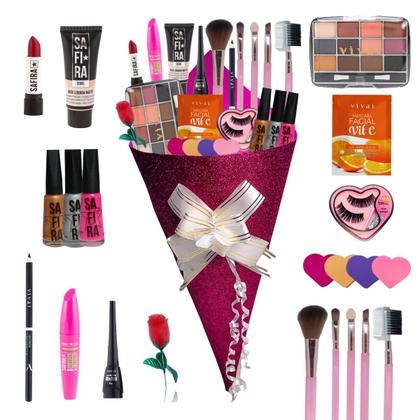 Imagem de Buquê De Maquiagem Para Adolescente E Mulher Completo Top Kit De Make