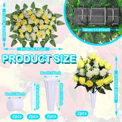 Imagem de Buquê de rosas artificiais Hibsotco com selas de flores de cemitério