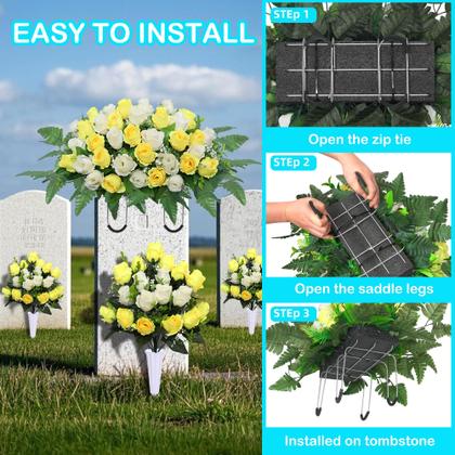 Imagem de Buquê de rosas artificiais Hibsotco com selas de flores de cemitério