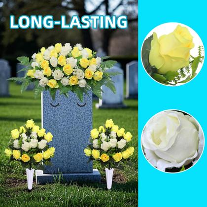 Imagem de Buquê de rosas artificiais Hibsotco com selas de flores de cemitério