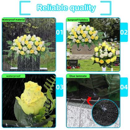 Imagem de Buquê de rosas artificiais Hibsotco com selas de flores de cemitério