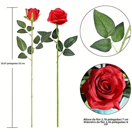 Imagem de Buquê de Rosas Artificiais Realistas (12 Peças) - Decoração para Casamentos, Aniversários e Casa