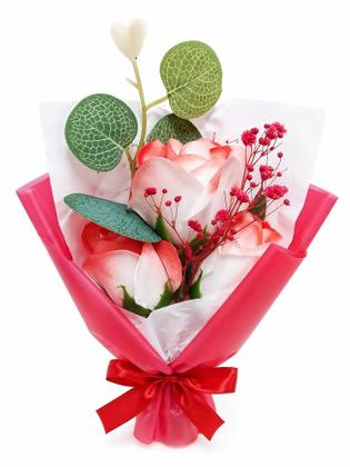 Imagem de Buquê Decorativo Com Rosa Artificial 24 cm - Vermelha